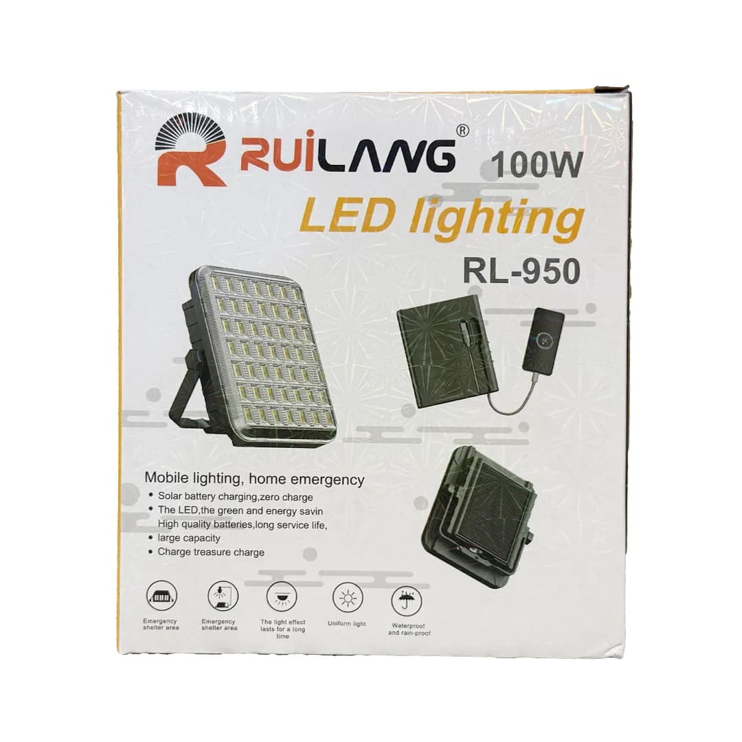 پروژکتور 100 وات سولار و پاوربانک شارژی و خورشیدی Ruilang مدل RL-950 — تصویر ۶