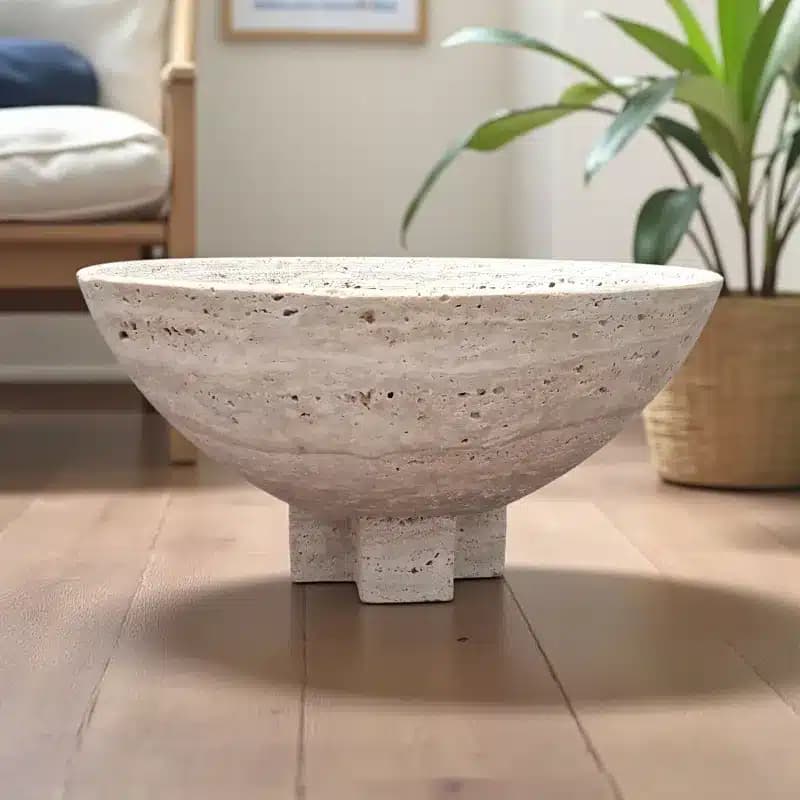 ظرف میوه خوری سنگی تراورتن کاسال کد4591 — تصویر ۲