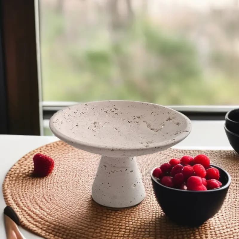 ظرف پذیرایی سنگی تراورتن سروا کد4531 — تصویر ۳