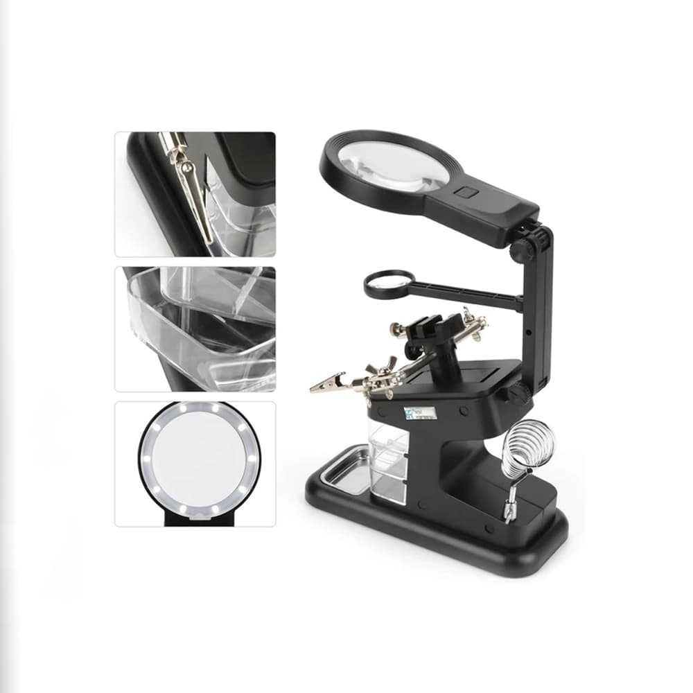 گیره مونتاژ ذره بین دار به همراه پایه هویه TE-803 — تصویر ۲