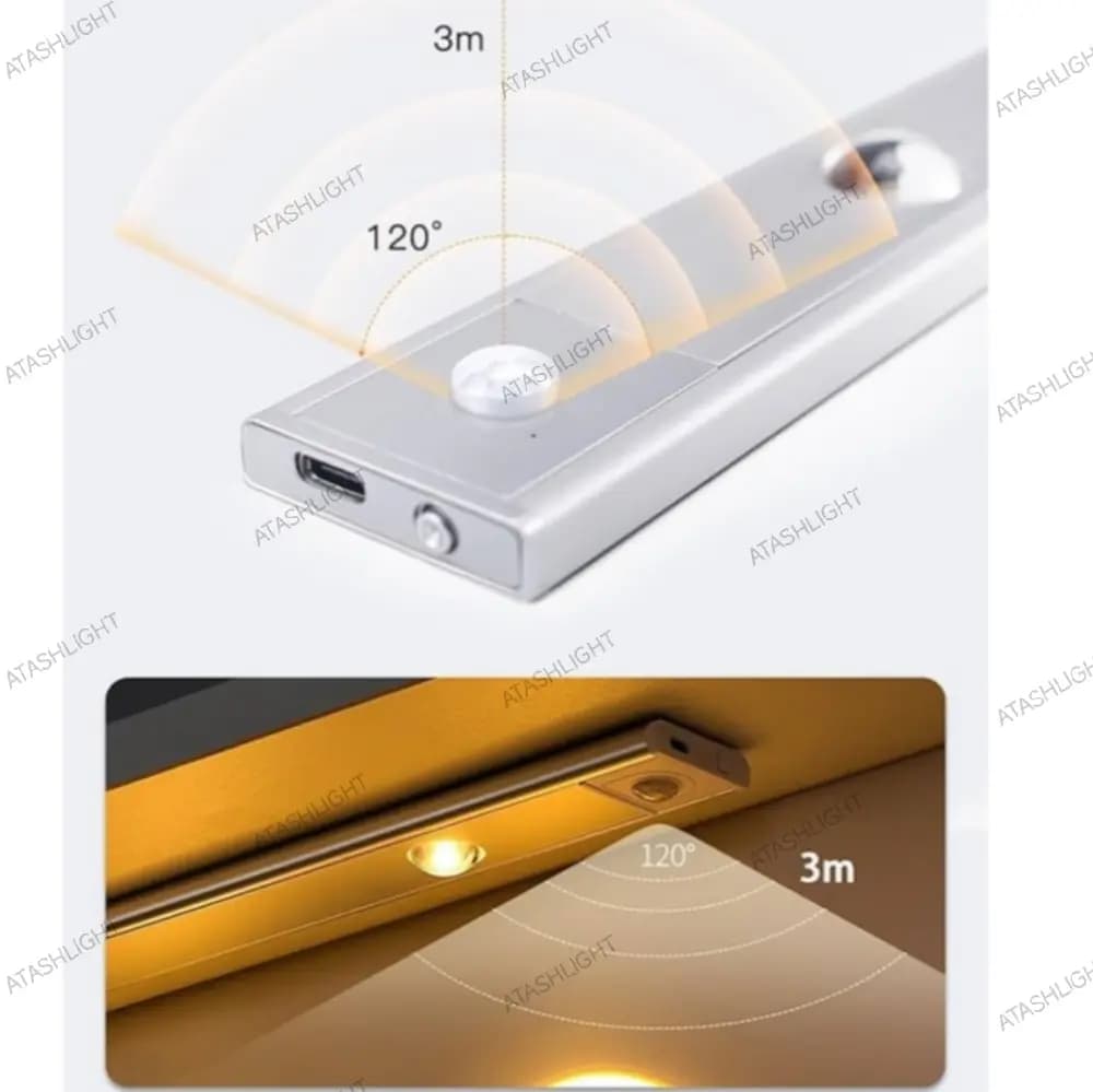 چراغ زیرکابینتی ۶۰ سانت شارژی ۳ حالته سنسوردار — تصویر ۱۱