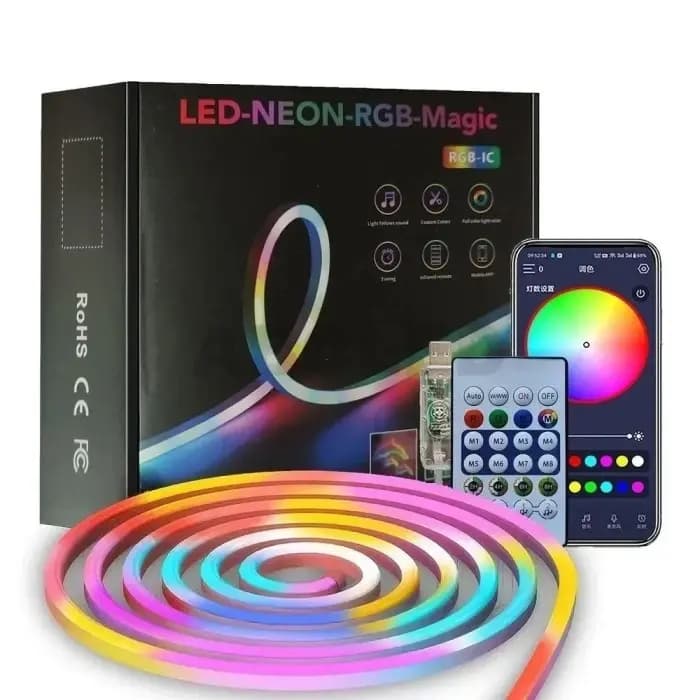ریسه نئون فلکسی RGB فول کالر برنامه پذیر ۵ متر — تصویر ۲