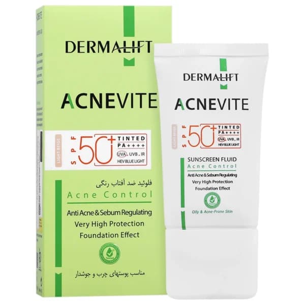 فلوئید ضدآفتاب رنگی بژ روشن پوست چرب SPF50درمالیفت40میل