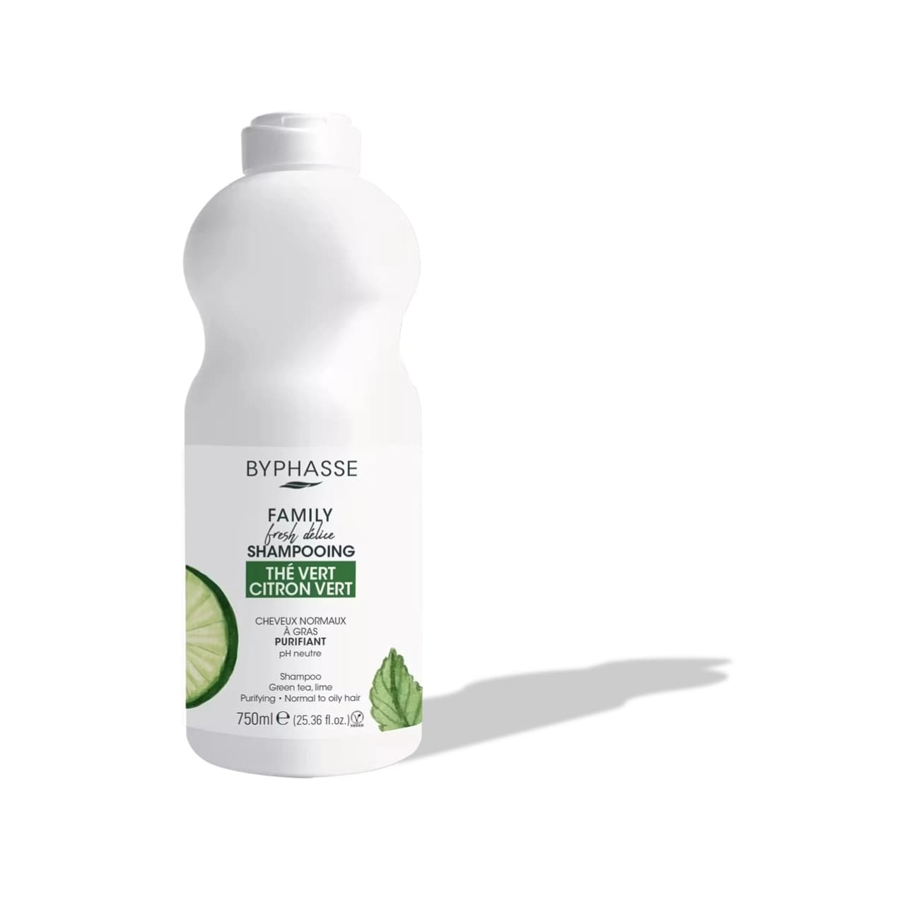شامپو موهای چرب چای سبز و لیمو بایفاس Family Shampoo 750ml — تصویر ۴