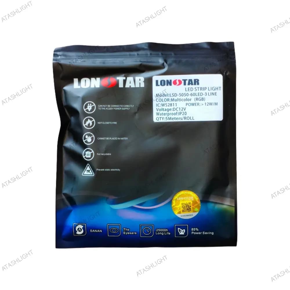 ریسه نواری فول کالر ws2811 rgb runing لانستار — تصویر ۲