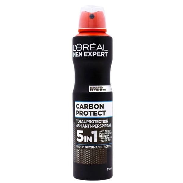 اسپری ضد تعریق 48 ساعته مردانه 5 در 1 مدل کربن پروتکت لورال | Loreal Carbon Protect