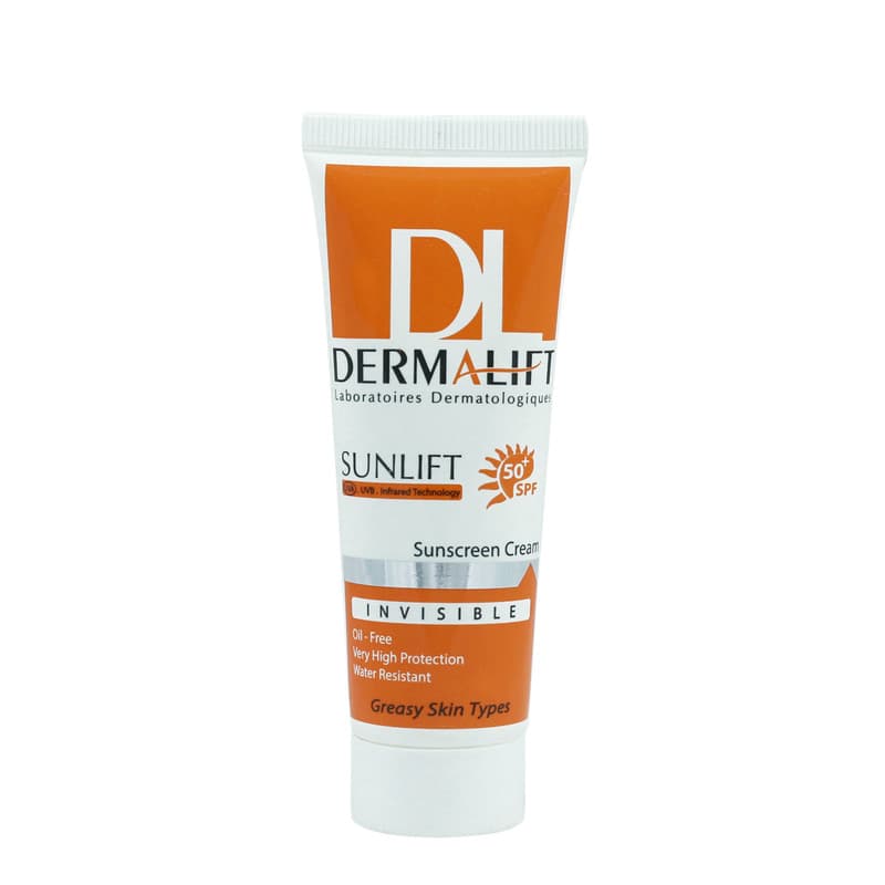 کرم ضد آفتاب بی رنگ مناسب پوست چرب spf50 حجم 40میل درمالیفت