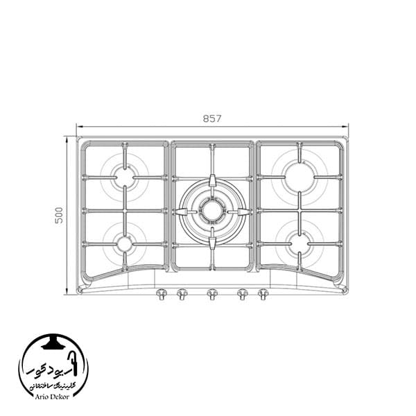 اجاق گاز رومیزی پنج شعله مدل S-5956 i استیل البرز — تصویر ۴