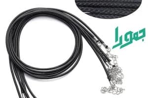 بند چرمی گردنبند رنگ مشکی + زنجیر تنظیم سایز — تصویر ۴