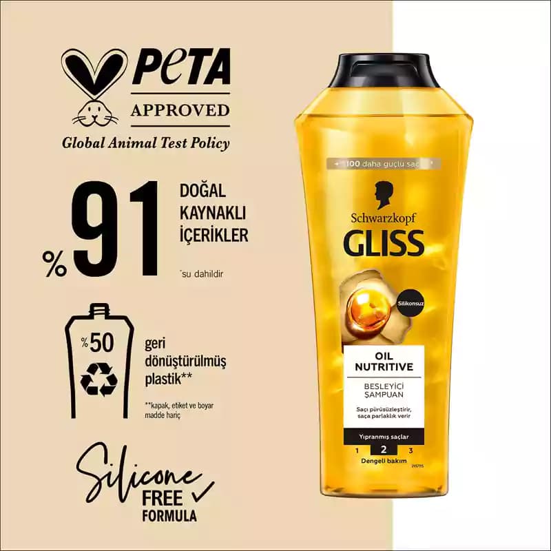 شامپو گلیس Gliss زرد oil nutritive حجم 400 ml — تصویر ۴