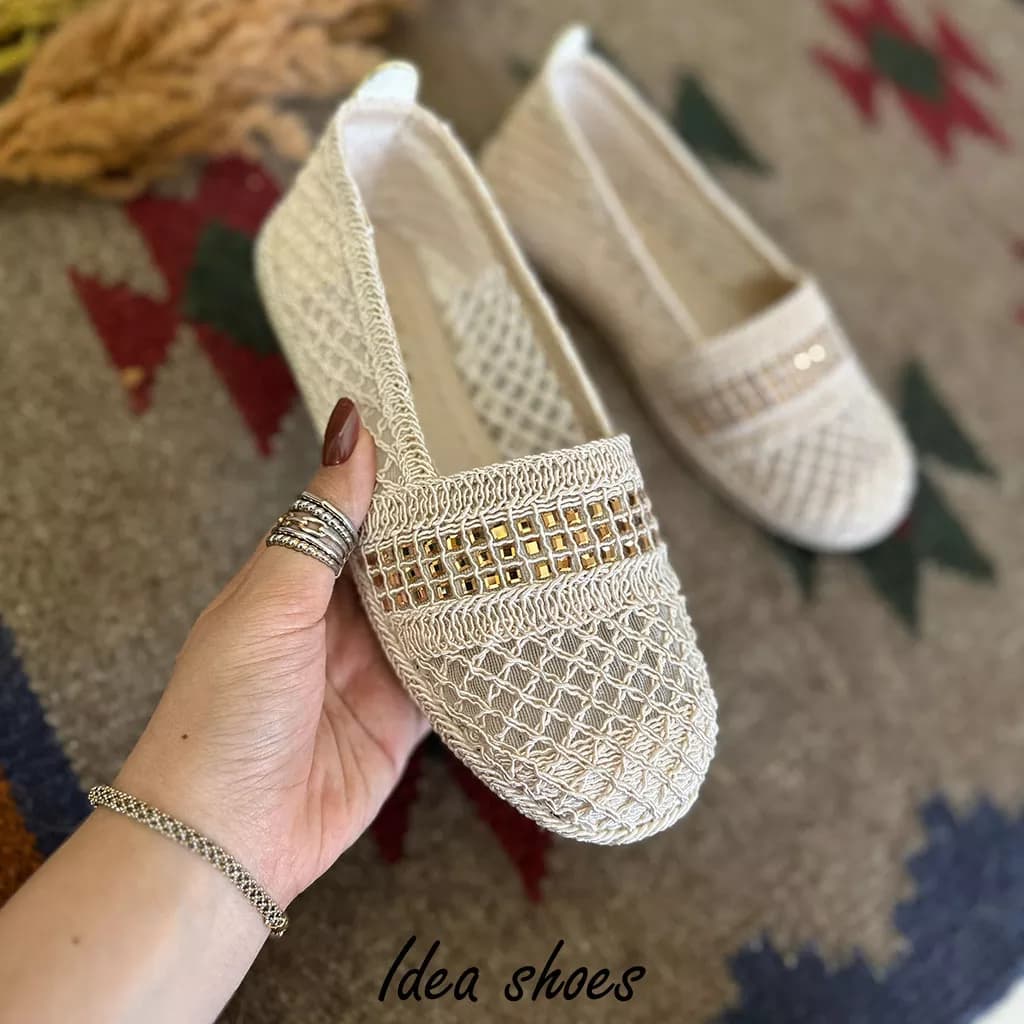 کفش اسپرت حصیری نگین‌دار کد 128 — تصویر ۶