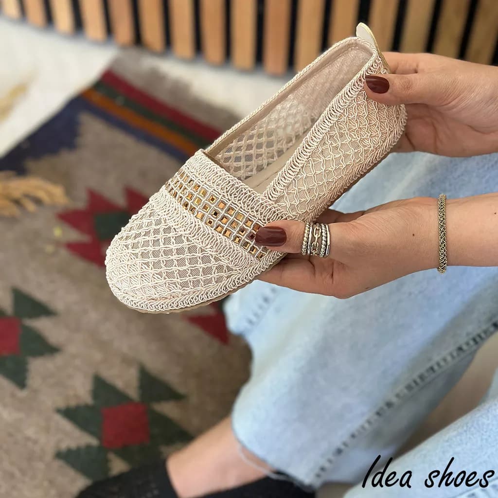 کفش اسپرت حصیری نگین‌دار کد 128 — تصویر ۵