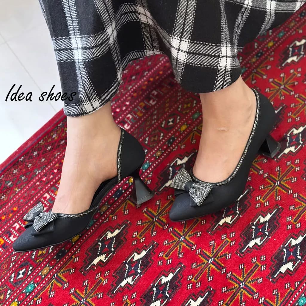 کفش مجلسی دخترانه بغل باز پاپیونی کد 604 — تصویر ۵
