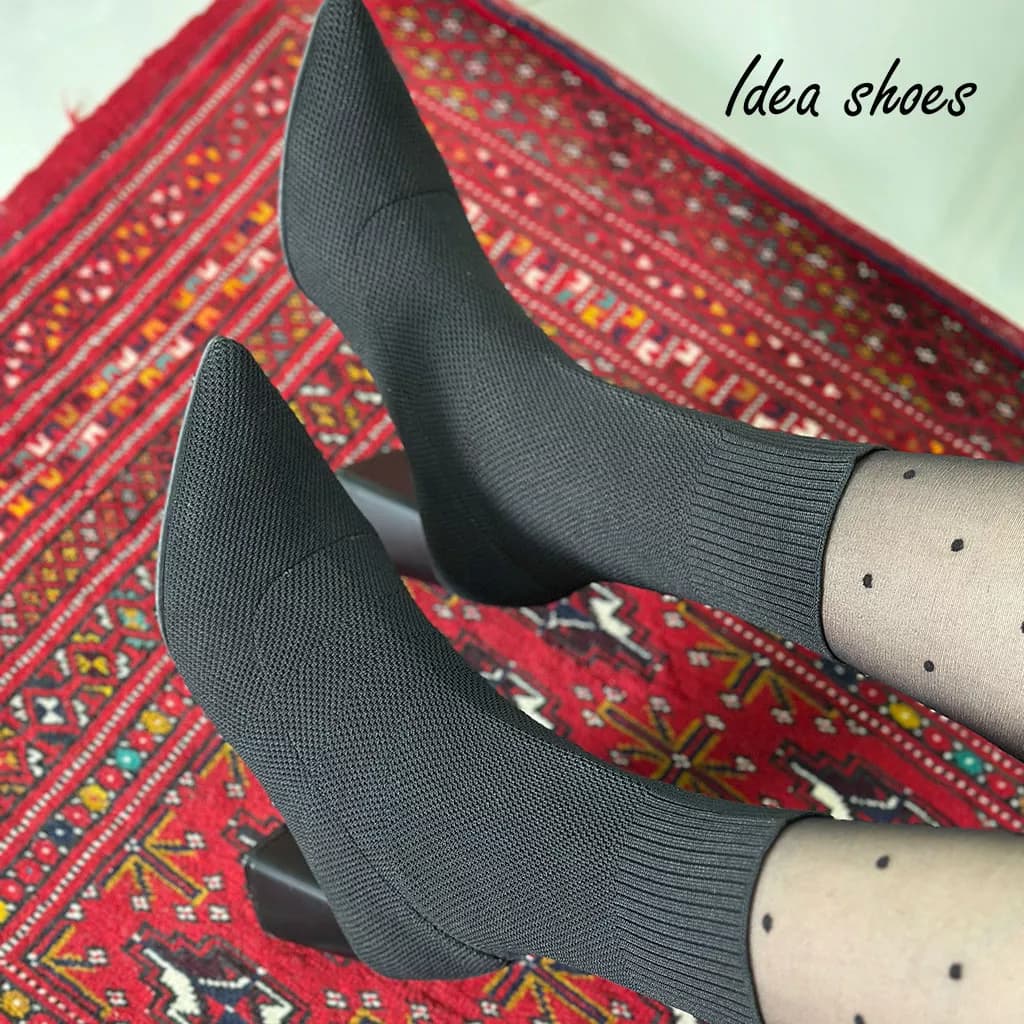 نیم بوت دخترانه پاشنه‌ دار مدل جورابی کد 958 — تصویر ۵