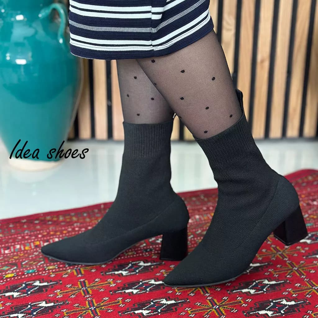 نیم بوت دخترانه پاشنه‌ دار مدل جورابی کد 958 — تصویر ۷