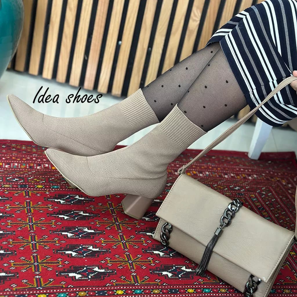 نیم بوت دخترانه پاشنه‌ دار مدل جورابی کد 958 — تصویر ۳