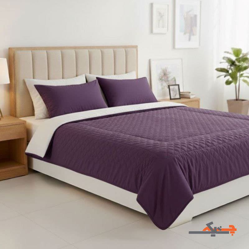سرویس لحاف و روتختی دونفره با لحاف پنبه دوزی (طوسی/بنفش) کد SLB0402211 — تصویر ۵