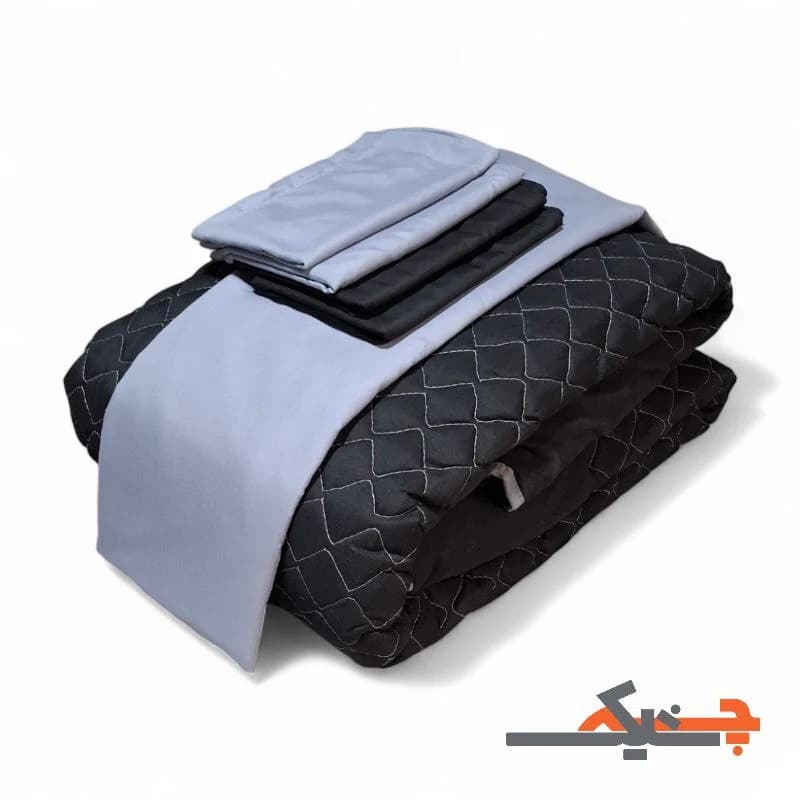 سرویس روتختی با لحاف بهاره پنبه دوزی رنگ طوسی/مشکی کد SLB0312122 — تصویر ۶