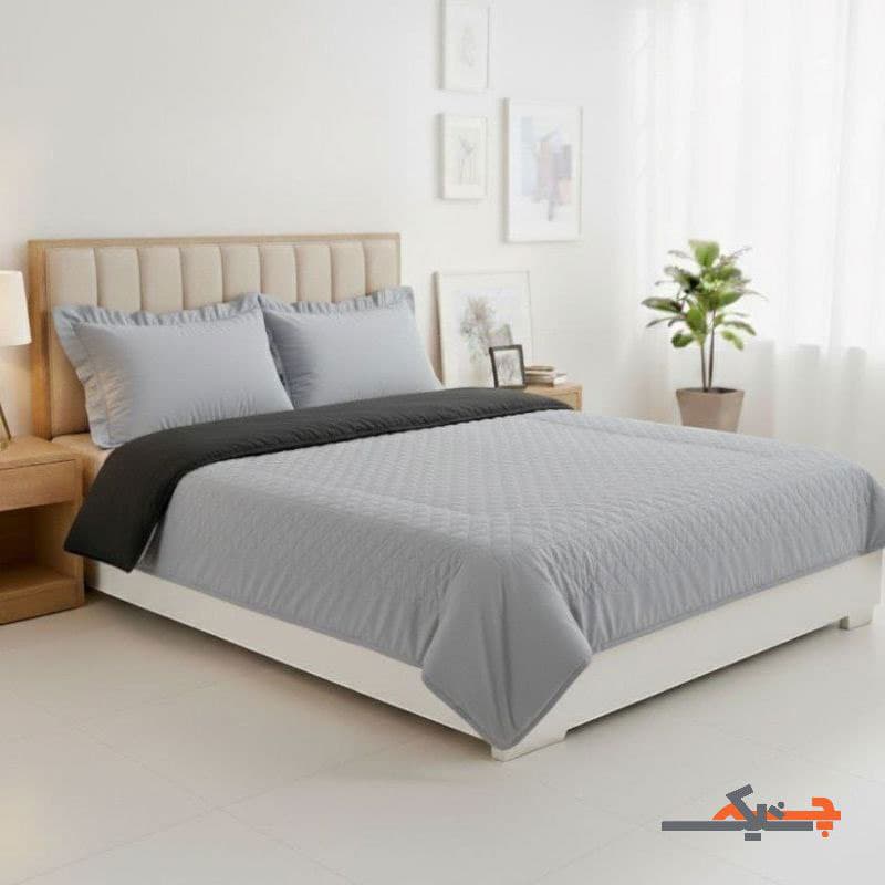 سرویس روتختی با لحاف بهاره پنبه دوزی رنگ طوسی/مشکی کد SLB0312122 — تصویر ۲