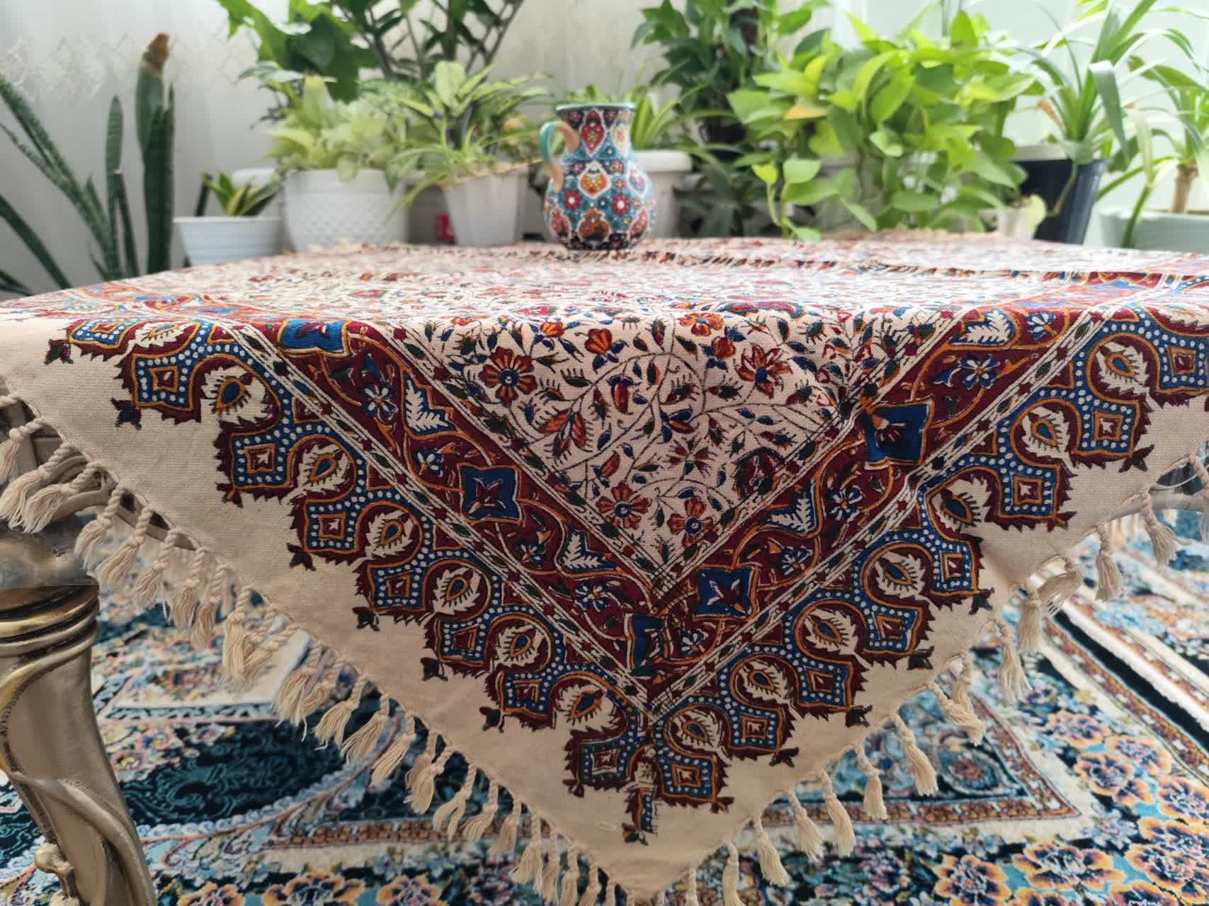 رومیزی سنتی قلمکاری ابعاد مستطیلی — تصویر ۷