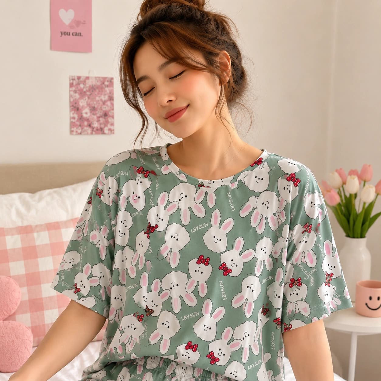 ست کراپ و شلوارک زنانه خرگوش بامزه | 6584 افراتین — تصویر ۳
