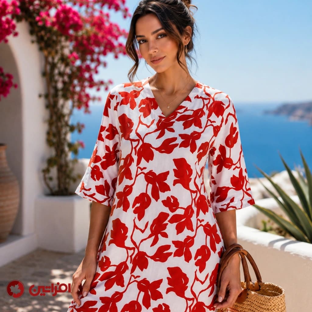 پیراهن ساحلی زنانه نخی مدل شیرین | کد 9608 افراتین — تصویر ۷