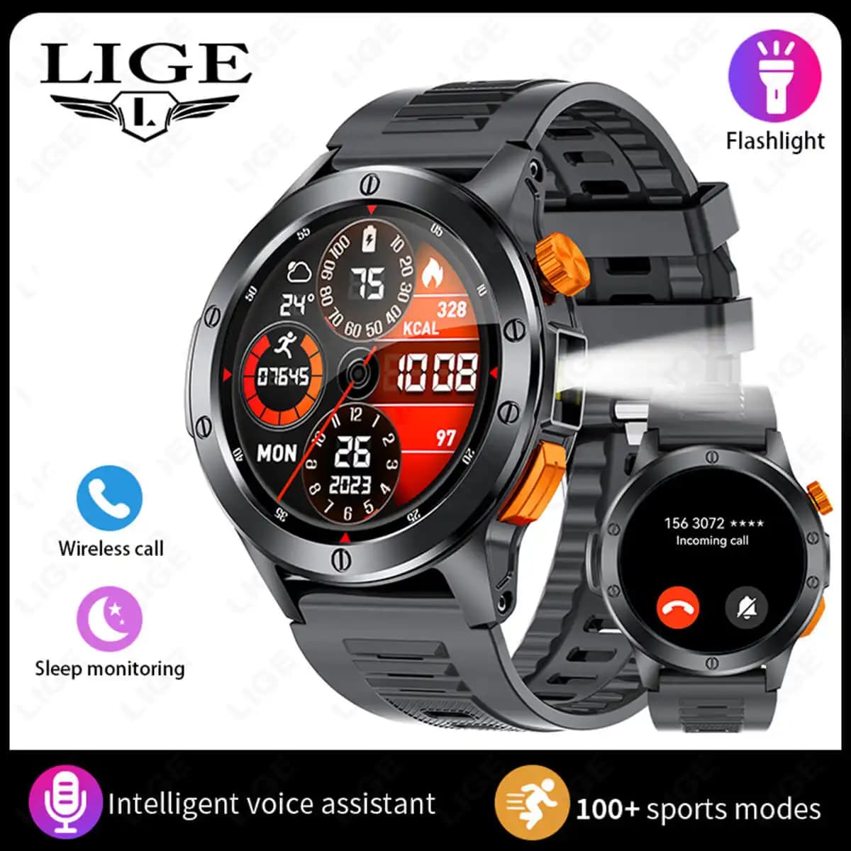 ساعت لوکس مردانه LIGE V21 با موتور کوارتز ژاپنی و بدنه مقاوم — تصویر ۲