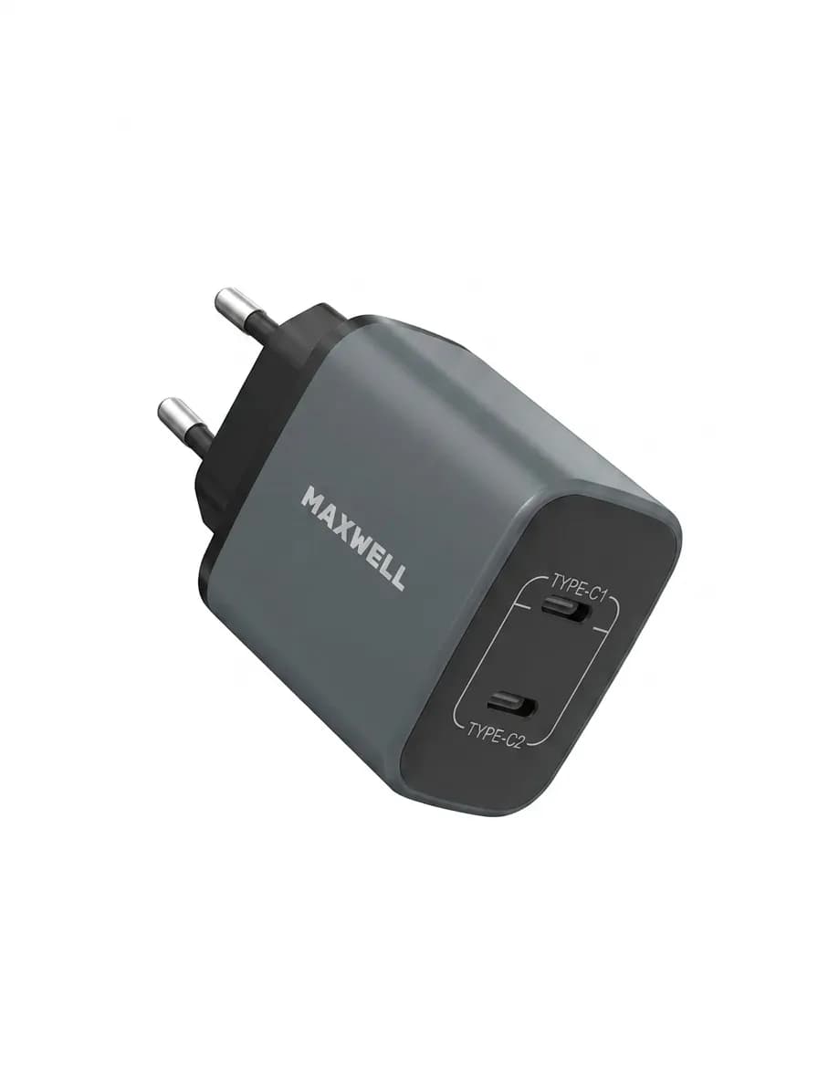 آداپتور شارژر دو پورت مکسول ۴۵ وات مدل MAXWELL Dual Type-C 45W Fast Charger