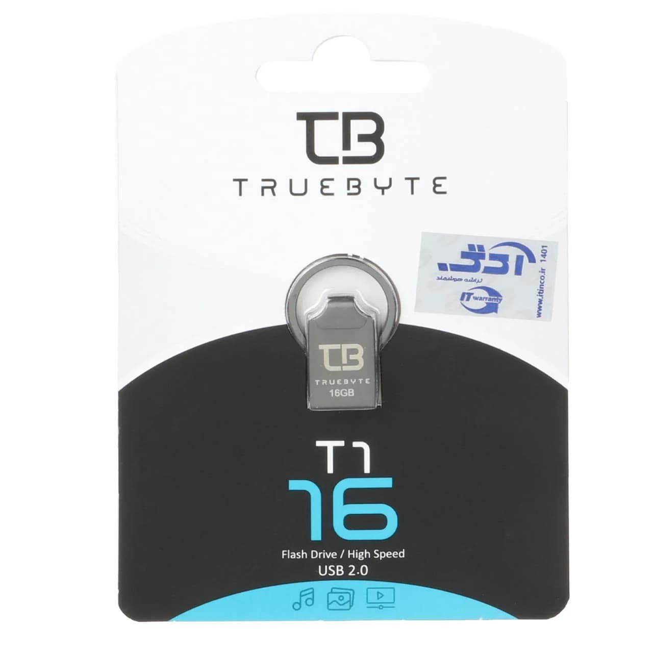 TRUEBYTE T1 USB2.0 Flash Memory-16GB مشکی (گارانتی مادام العمر شرکت آی تین) — تصویر ۵