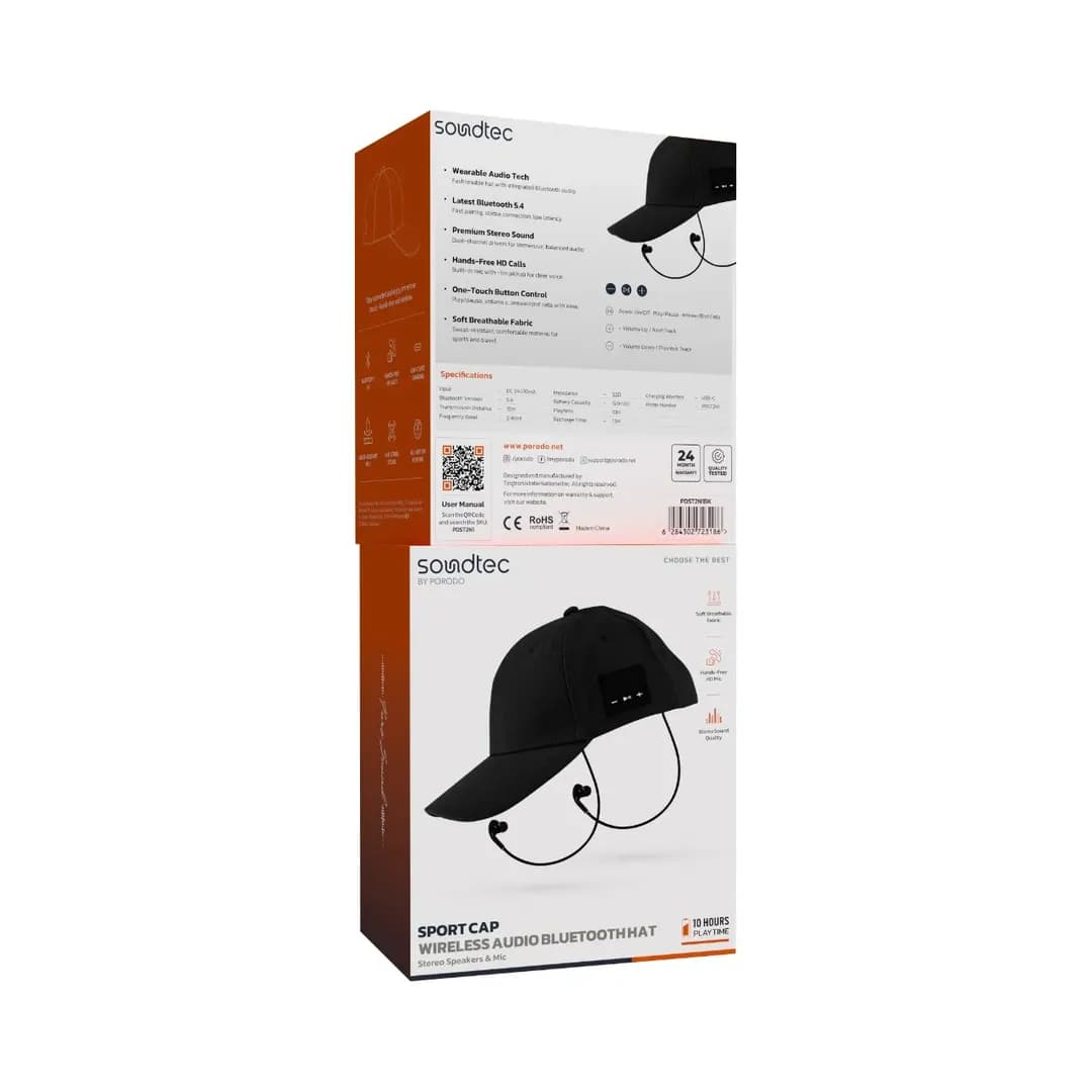 کلاه بلوتوثی Soundtec PDST2N1BK | کلاه هدفون دار بی سیم با بلوتوث 5.4 — تصویر ۳