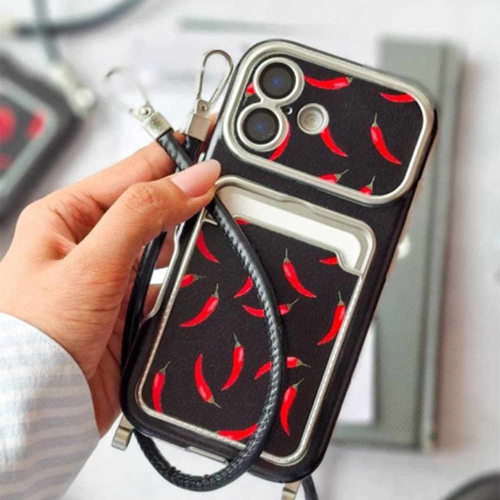 قاب کانسپت جاکارتی فلفل همراه با آویز چرمی کد LX مناسب برای گوشی موبایل آیفون Apple iPhone 13 / 13 Pro / 13 Pro Max / 14 Pro Max / 15 Pro Max / 16 / 16 Pro / 16 Pro Max / 17 / 17 Pro / 17 Pro Max / 18 — تصویر ۴