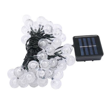ریسه چراغ LED خورشیدی حبابی کریستالی مناسب تزئین فضای باز