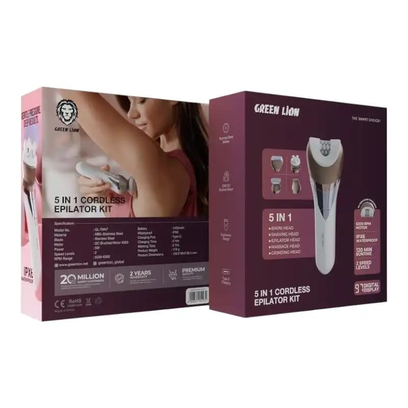 دستگاه اپیلاتور شارژی 5 کاره گرین لاین EPILATOR KIT — تصویر ۳