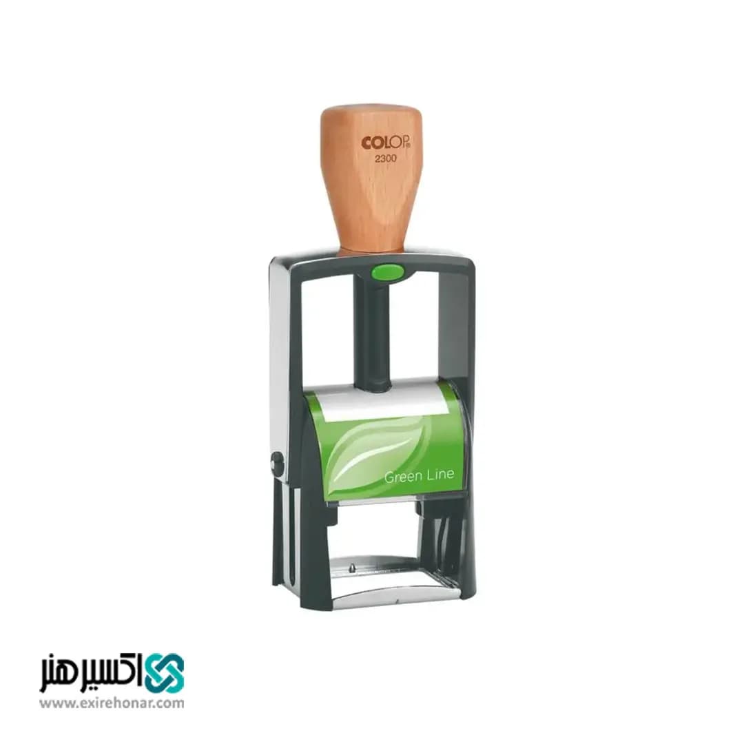 مهر ژلاتینی بدنه فلزی دسته چوبی Colop Green Line 2300 — تصویر ۲