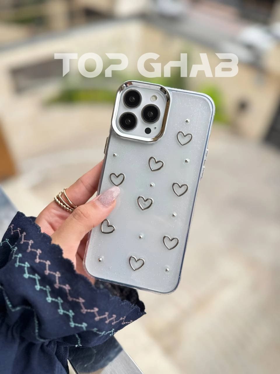کاور قلبی شاینی آیفون 16 پرو | قاب فانتزی شفاف iPhone 16 Pro — تصویر ۲