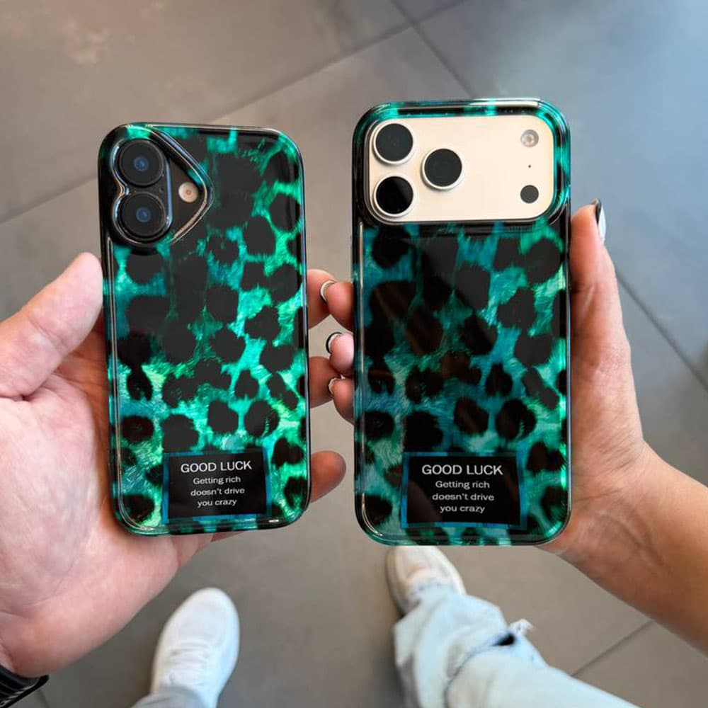 قاب IMD پلنگی زمردی کد CAS مناسب برای گوشی موبایل آیفون Apple iPhone 13 / 13 Pro Max / 14 Pro Max / 15 Pro Max / 16 / 16 Pro Max / 17 / 17 Pro / 17 Pro Max — تصویر ۳
