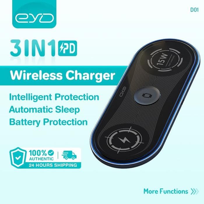 شارژر وایرلس ۳ کاره ی موفی Mophie 3-in-1 Wireless Charging Stand