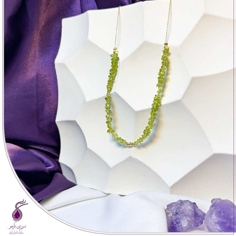 گردنبند سنگ زبرجد چیپسی زنجیری کد N85