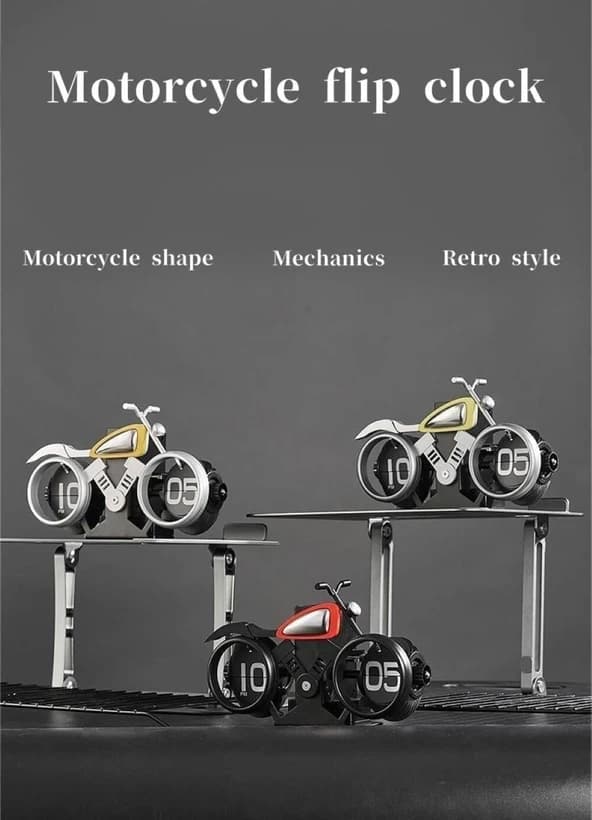 ساعت رومیزی طرح موتور فلیپ کلاک مدل Flip Clock MotorCycle F116 — تصویر ۵