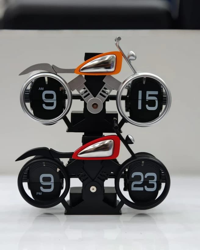 ساعت رومیزی طرح موتور فلیپ کلاک مدل Flip Clock MotorCycle F116 — تصویر ۶