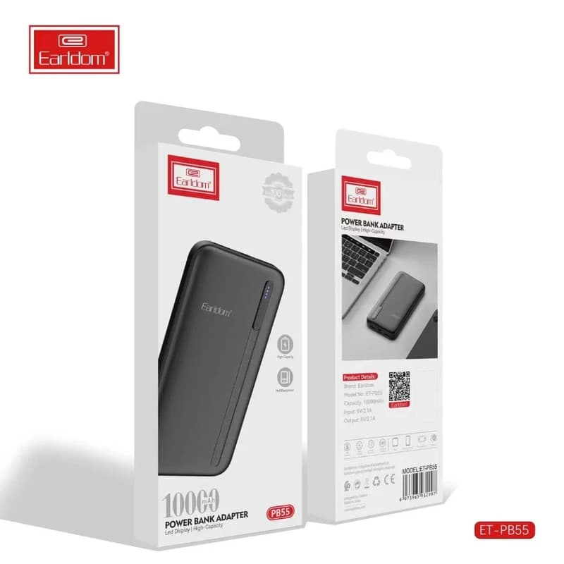 پاوربانک ارلدام مدل ET-PB55 ظرفیت 10000 میلی آمپر ساعت — تصویر ۳