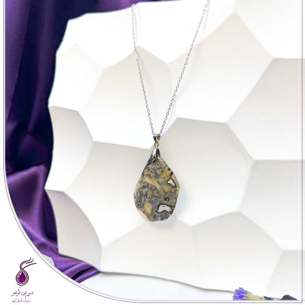 آویز سنگ عقیق خزه ای کد N67