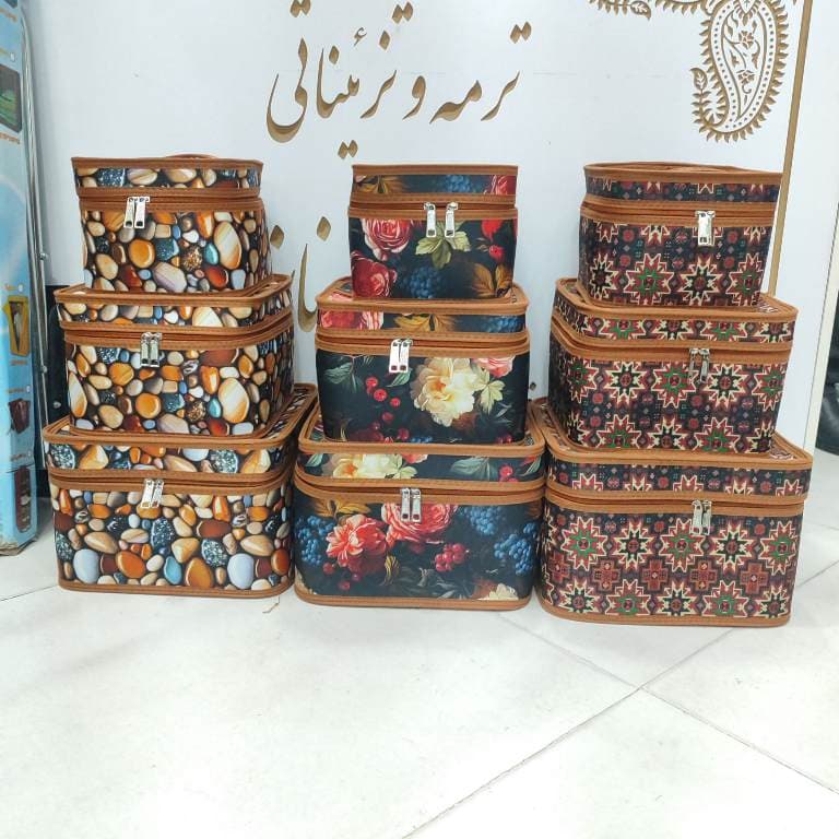 باکس صندوقی کرپ جاکارد اعلا 3 تایی مربع