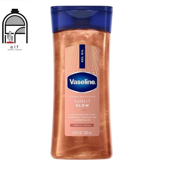 روغن شاین بدن وازلین مدل Sunlit Glow Vanilla Cocoa حجم 200 میلی‌لیتر