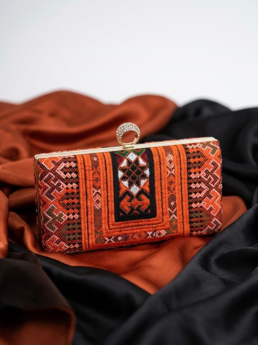 کیف قابدار مدل نارین با سوزن‌دوزی چرخی