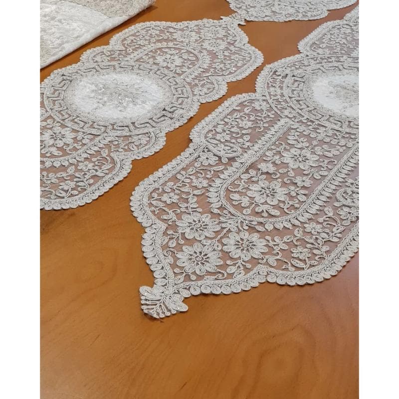 سرویس رومیزی 5 تکه دانتل مخمل طرح ترک مدل ورساچه — تصویر ۷
