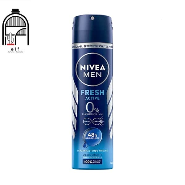 اسپری ضد تعریق مردانه نیوا مدل FRESH ACTIVE فاقد آلومینیوم NIVEA MEN FRESH ACTIVE 0% ALUMINIUM DEODORANT SPRAY