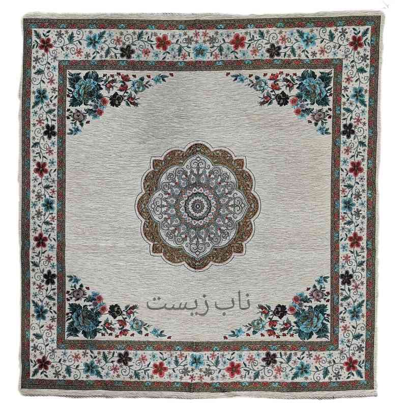 رومیزی مربع ۹۰×۹۰ مخمل طرح گل