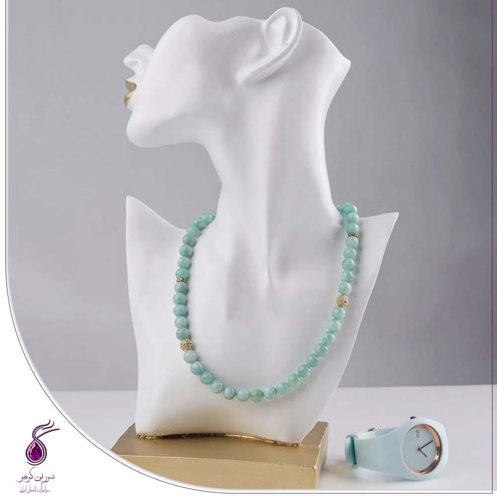 گردنبند آمازونیت با خرجکار نگین کد N27