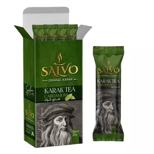 چای کرک ساشه ای 27 گرم طعم هل بسته 8 عددی برند salvo